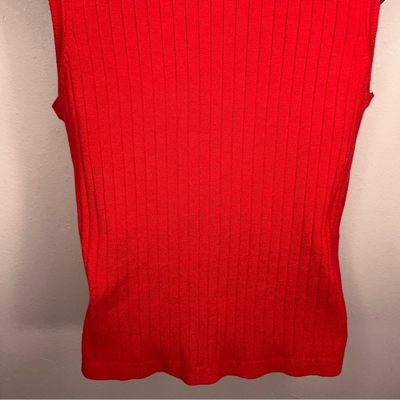 Vintage White Stag Large Red Ribbed Knit Top Classic Retro Turtleneck - Picture 9 of 13